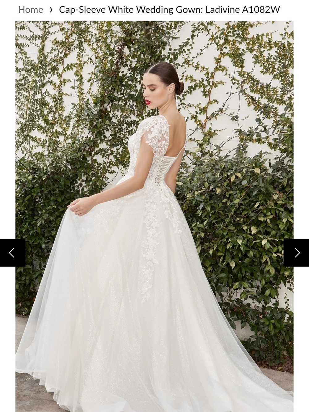 PromGirl White Cap-Sleeve Lace A-Line Wedding Gown